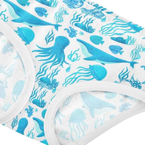 Ocean Whale Octopus Jellyfish Coral Blue Toddler Girls's Underwear 2T 23028924