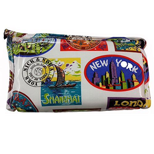 Nick and Nora Set of 2 Vinyl Cosmetic Bags with One Travel Size Mirror in a Case