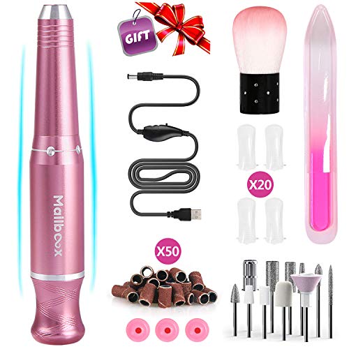 iyesku Nail Drill,Electric Nail File for Acrylic Nails Drills Machine Best Professional Nail Polisher, Portable Acrylic Nail Kit with Everything,2020 Upgraded Nail Filer and Nail Filing Set-Rose Gold