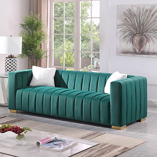 kevinplus 87'' Velvet Chesterfield Sofa Couch for Living Room, Modern ...