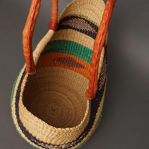 アフリカ ブルキナファソ 猫耳 バスケット Lサイズ No.8 アフリカン かご 小物入れ マルシェバスケット