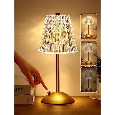 Dimmable Crystal Table Lamp with 3 Colors LED Cover