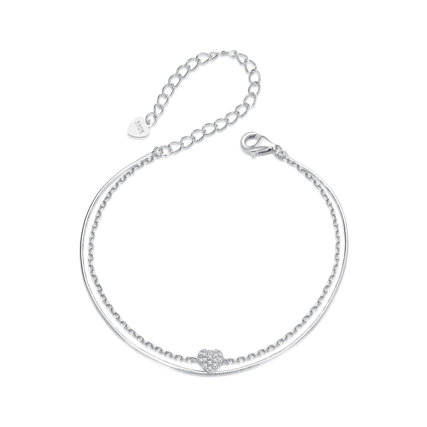 Pulsera de Plata de Ley 925 Multicapa para Mujer, Estrella satélite, Cruz, círculo, Mariposa, lágrima, Disco Ovalado, joyería de Playa en Capas