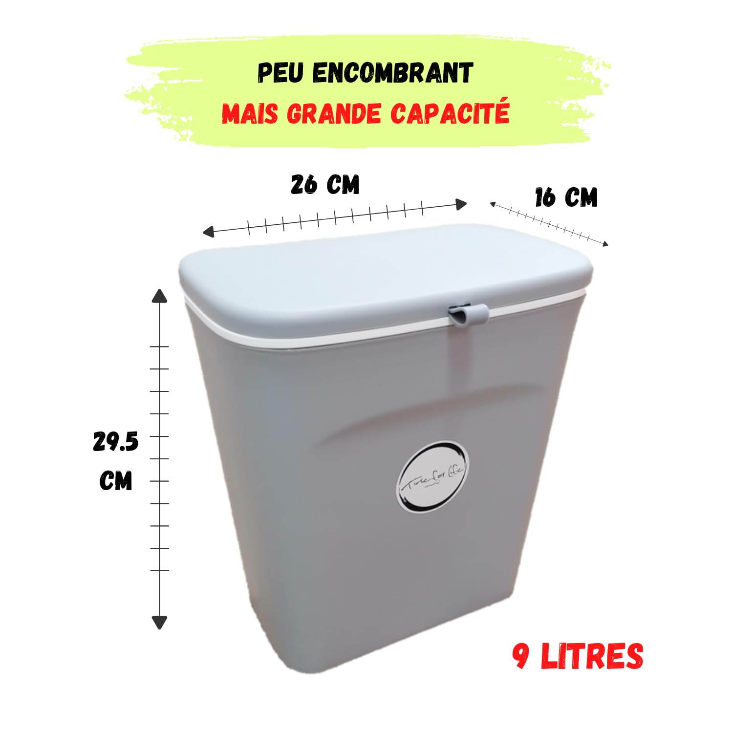 Poubelle Compost Cuisine 9L avec Couvercle - Seau Compost sous Evier