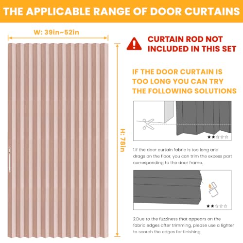 Image of AJAZZ Blackout Magnetic Door Curtain Accordion Doors Interior Closet Door Curtain Invisible Applicable Bedroom Room Living Room Doorway（Pink 52 inch W x 78 inch L 1 Panel