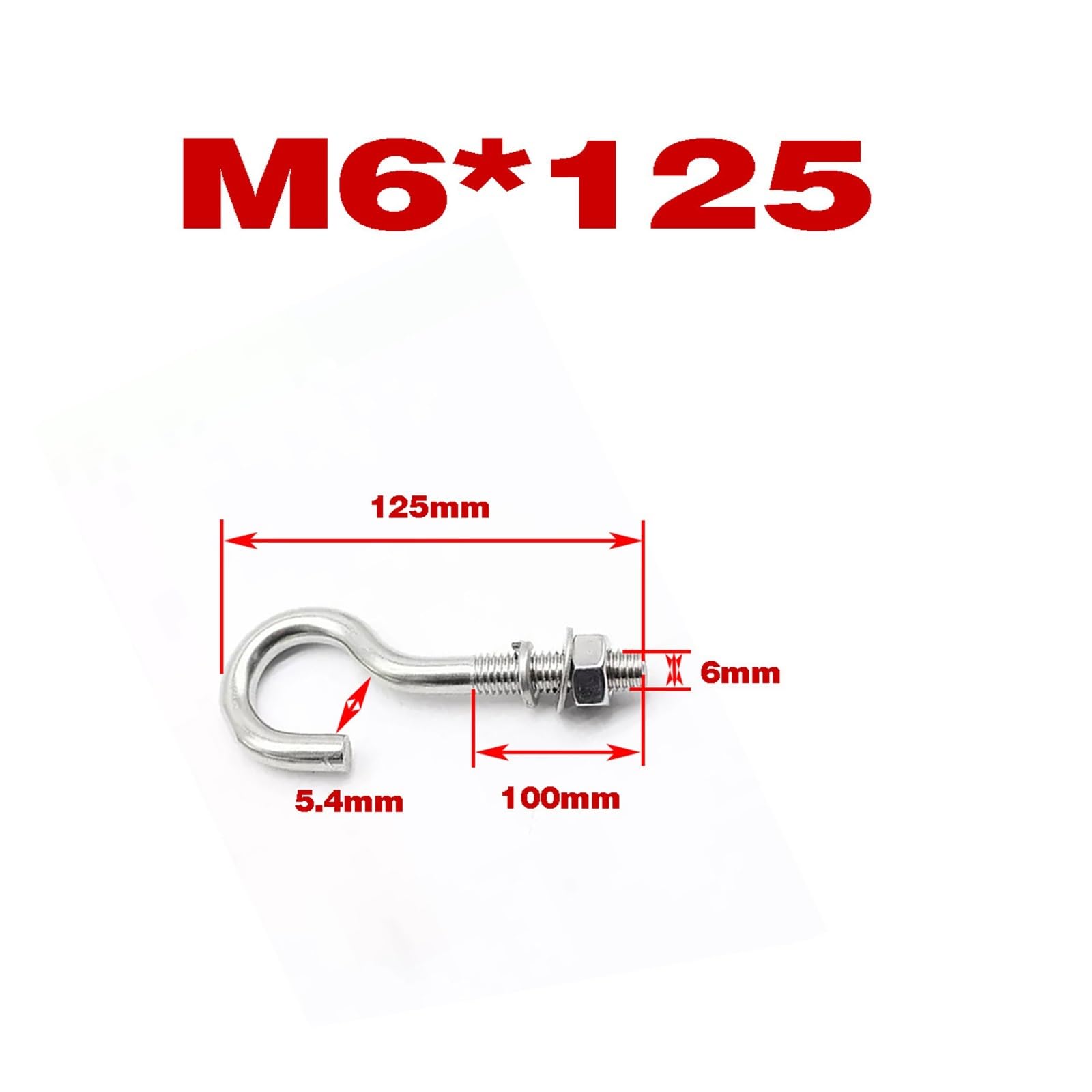 Nickelé Crochets de plafond en métal, crochets à œil à visser, 1 pièce M6 M8 M10 M12 en acier inoxydable 304 (1 pièce M8x78)(M6x125)