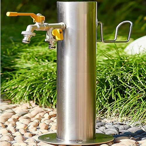 Generisch Wasserstrahl-Gartenpumpe Frostsichere Wasserhähne für den Außenbereich aus Edelstahl Standbrunnen mit Wasserhahn Wasserzapfsäule Garten Terrasse Zierbrunnen,F