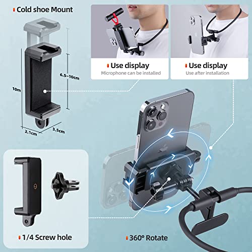 Vnopro Pov/Vlog Smartphone Head Strap Mount Selfie Neck Holder Mount Kit,Compatible With Iphone Samsung Smartphones,Hero10, 9, 8, 7, 6, 5, 4, 3, 2, 1, Dji Osmo Action #TOP2