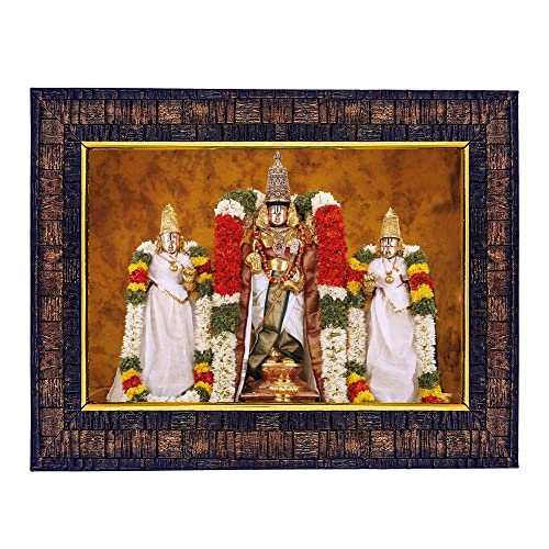 Image of Hawai Lord Venkateshwara Tirupati Balaji Lakshmi Photo Frame, Size-8.5x7inch | Engineered Wood Wall Hanging Home Decor Religious Frame | SFDI291BLKFRM