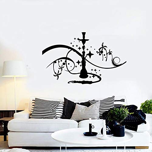 JXWH Shisha Wandaufkleber Shisha Logo Wand Fenster Vinyl Aufkleber Palme mit Sternen Raucher Familie Schlafzimmer…
