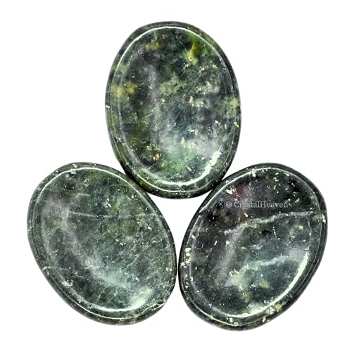 Image of Crystal Heaven Certified Green Jade Thumb Worry Pebbles Stones For Anxiety Stress Relief Massage - Aaa Grade Original Healing Gemstone Agate Rubbing Stone For Yoga Meditation Spiritual Reiki Feng Shui