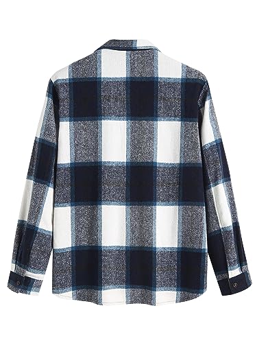 Image of ZAFUL Unisex Plaid Flannel Shirt Jacket Button Down Long Sleeve Pocket Coat Outwear | Mens Fall Clothes Lightweight Long Sleeve Button Down Flap Pocket Jacket Tops for Fall&Winter 2026