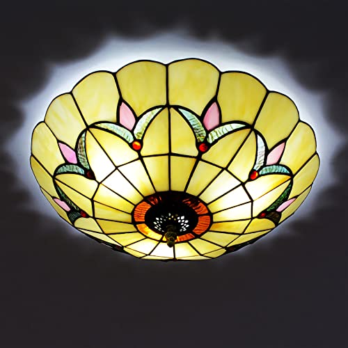 Plafonnier de plafond E27 en vitrail pour éclairage chaleureux
