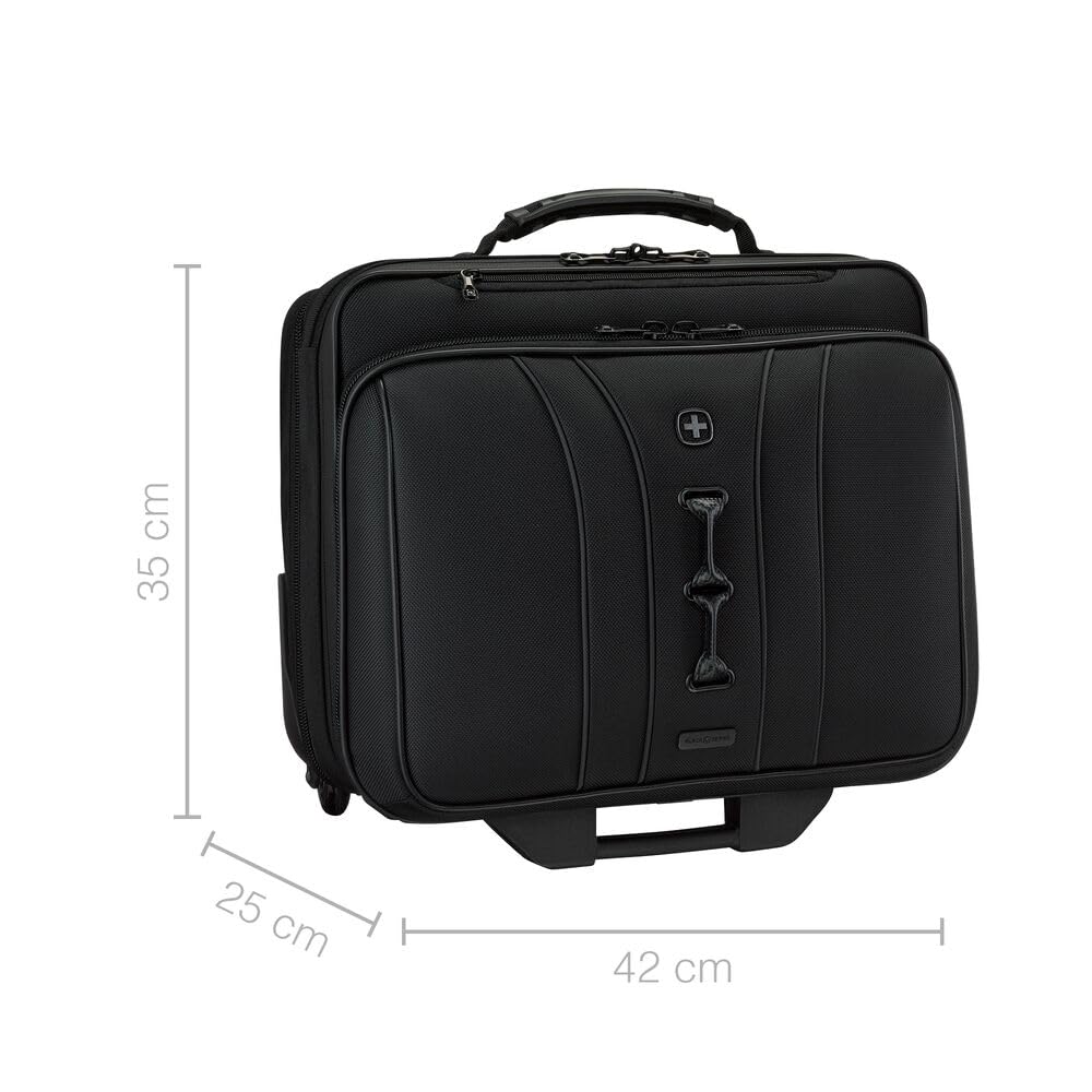 WENGER Legacy Black Series Aktenkoffer, Laptop-Tasche zum Rollen, Trolley, Notebook bis 15,6 Zoll, 29 l, Büro Business Uni Schule, Schwarz, 653631