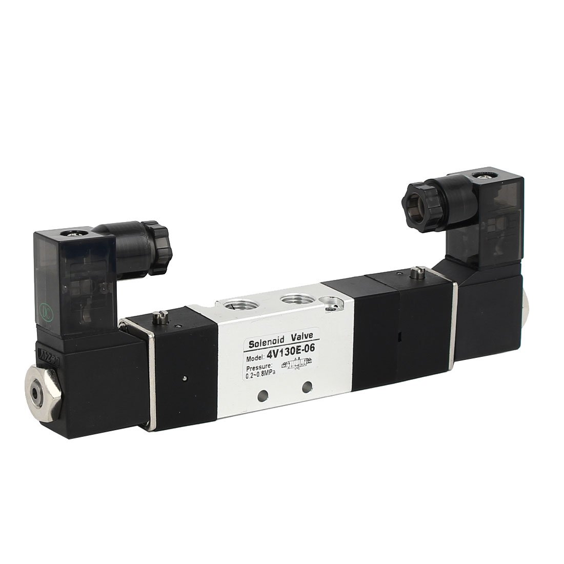 Aexit DC 24V Valves 3 Position 5 Way Neutral Pneumatic Air Control Solenoid Solenoid Valves Valve 4V130E-06
