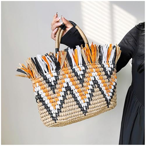 Bolso de playa grande con tassels tejido a mano miniatura 3