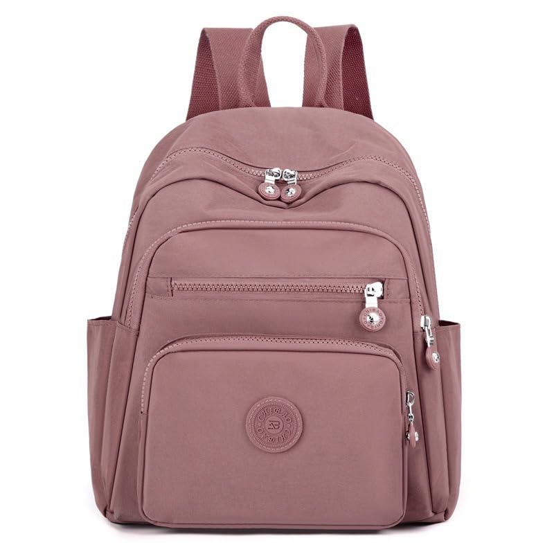 Mochila Casual Moda Nylon Pano Escolar Feminina Leve Cor Sólida Simples Viagem Média (rosa)
