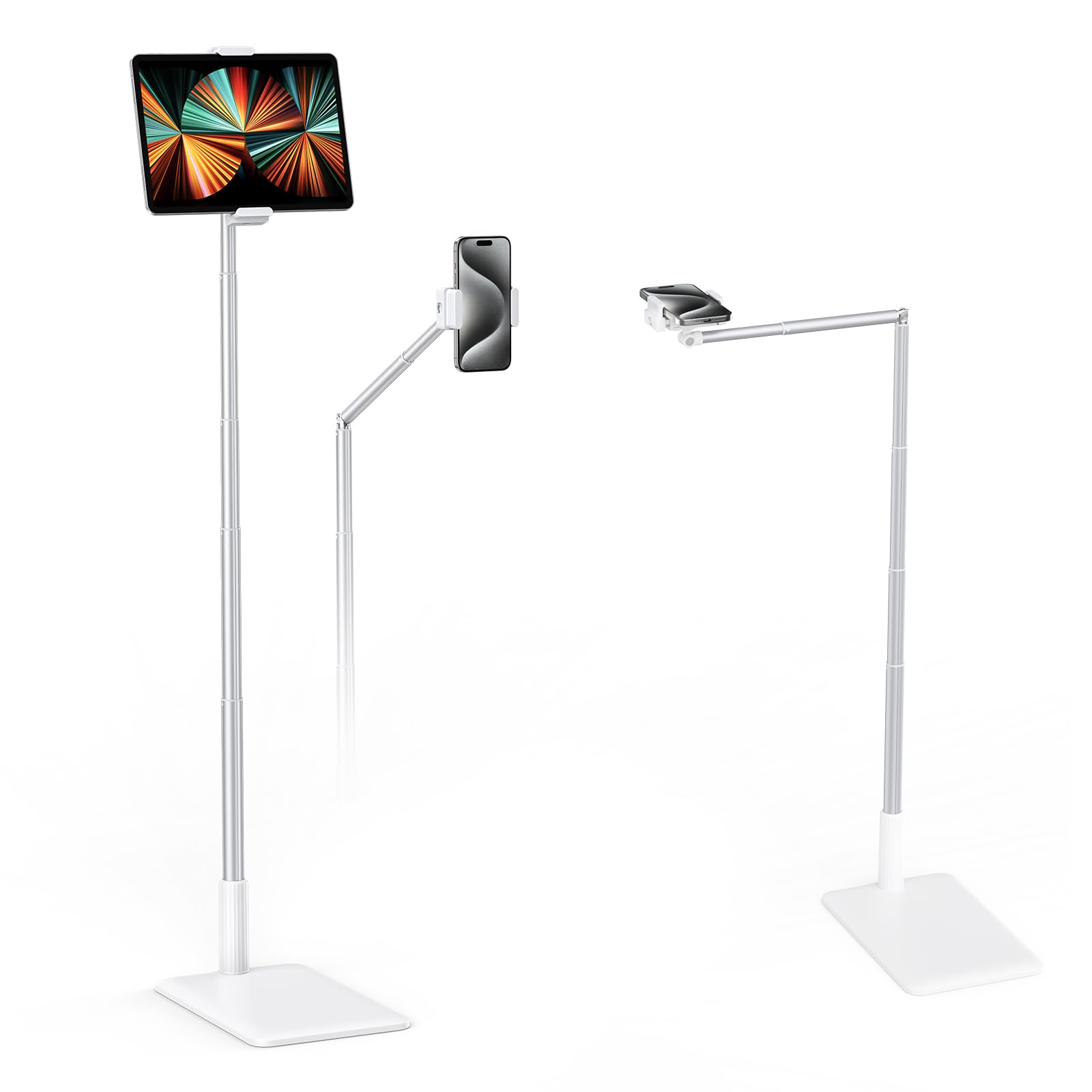 CAMOLO Supporto da pavimento per tablet regolabile in altezza, supporto per telefono allungabile a 360 supporti per telefono girevole per iPad, palestra, letto, Kindle, lettore eBook