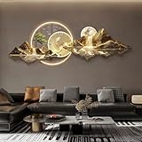 QIUHTR Orologio Da Parete Decorativo 3D Con Luce LED, Quadro Artistico Moderno Da Appendere, Orologio Silenzioso, Decorazione Da Parete Per Soggiorno E Sala Da Pranzo(Yellow,35 * 100cm)