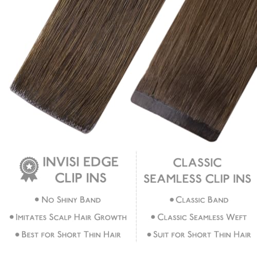 Image of WENNALIFE Invisible Edge Seamless Clip in Hair Extensions Real Human Hair