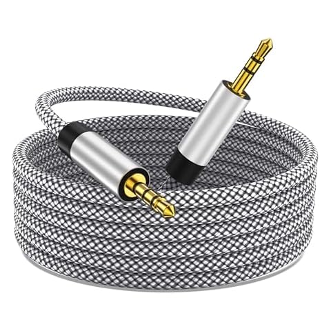 PPTVC 3.5mm Nylon Braided Aux Cable 3FT, Audio Auxiliary Input Adapter Male to Male Cord for Headphones, Car, Home Stereos, Speaker, iPhone, iPad, iPod, Echo & More Cover