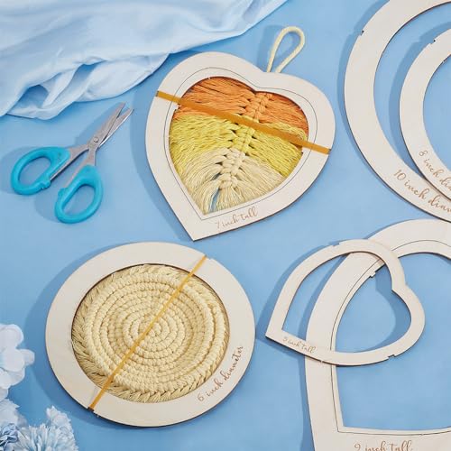 HOBBIESAY 6pcs Round Macrame Cutting Molds Wooden Cutting Template Macrame Wall Hanging Tool Ring Cutting Template Macrame Supplies for Wall Hanging DIY Crafts Making - Image 4