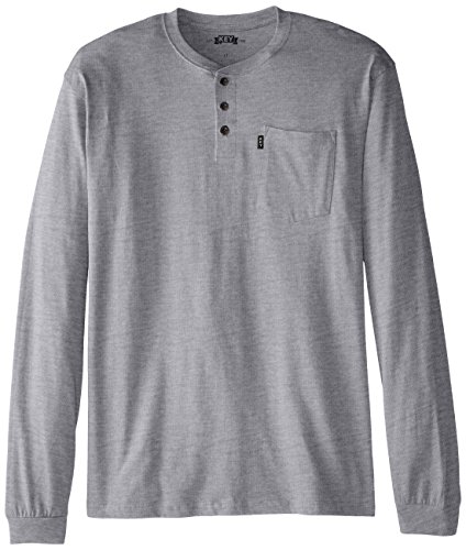 Key Apparel Men's Big Big & Tall Heavyweight 3-Button Long Sleeve Henley Pocket T-Shirt, Heather Grey, 3X-Large/Tall