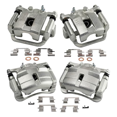 Image of TRQ Front and Rear Brake Caliper Set Caliper Brackets Hardware Compatible with 08-13 Nissan Rogue 14-15 Rogue Select