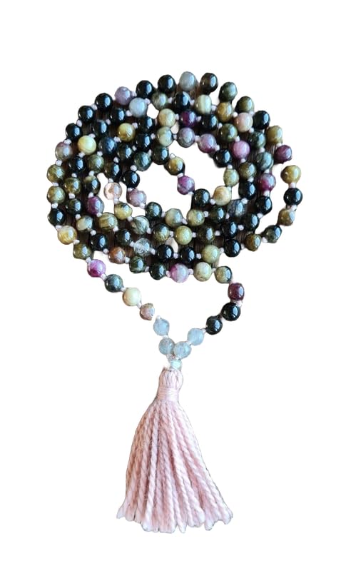 Perles mala spirituelles bouddhistes et bracelet de yoga en tourmaline