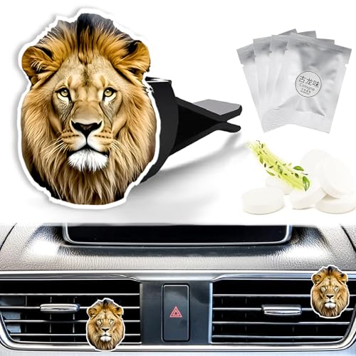 Image of Cute Car Air Freshener Clips Lion Car Vent Clip Lion Cars Scents Cologne Air Conditioner Clip Auto Vent Interior Decoration Cars Accessories Lions Loves Gifts for Men Women