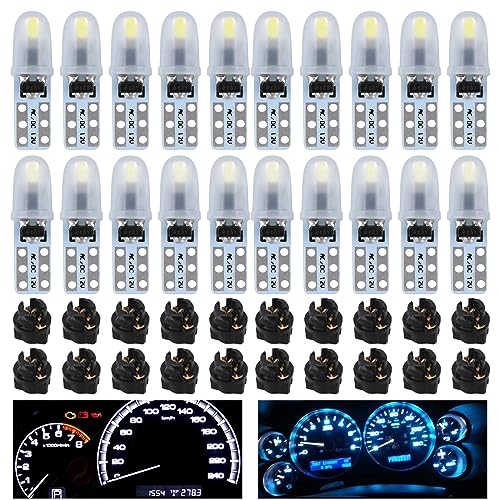 Nizirioo Glassockellampe 20er Set, DC 12 V T5 LED Leuchtmittel mit Drehverschluss-Sockel, Led Tacho Licht, Tacho Licht Auto, Glühlampe Tacholampe, Glühlampe Signallampe(Eisblau + Blau) Nizirioo Glassockellampe 20er Set, DC 12 V T5 LED Leuchtmittel mit Drehverschluss-Sockel, Led Tacho Licht, Tacho Licht Auto, Glühlampe Tacholampe, Glühlampe Signallampe(Eisblau + Blau)