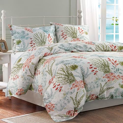 Image of HiEnd Accents Oceania 3 Piece King Coral Coastal Bedding Comforter Set