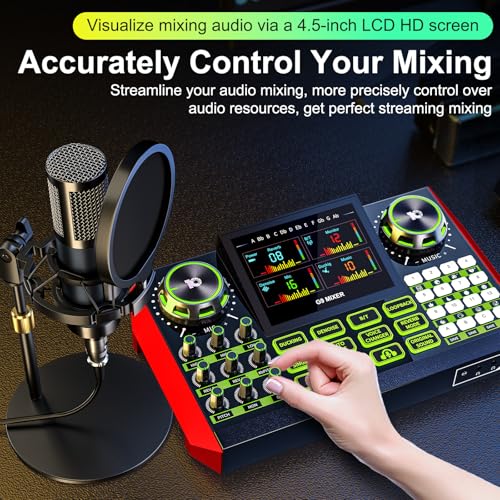 Podcast Equipment mit Soundboard, ausgestattet mit 3,5 mm Kondensatormikrofon, geeignet für Computer/Smartphone-Livestreams, Gesang und Gaming, mit und Rauschunterdrückungsfunktion im Mischpult.