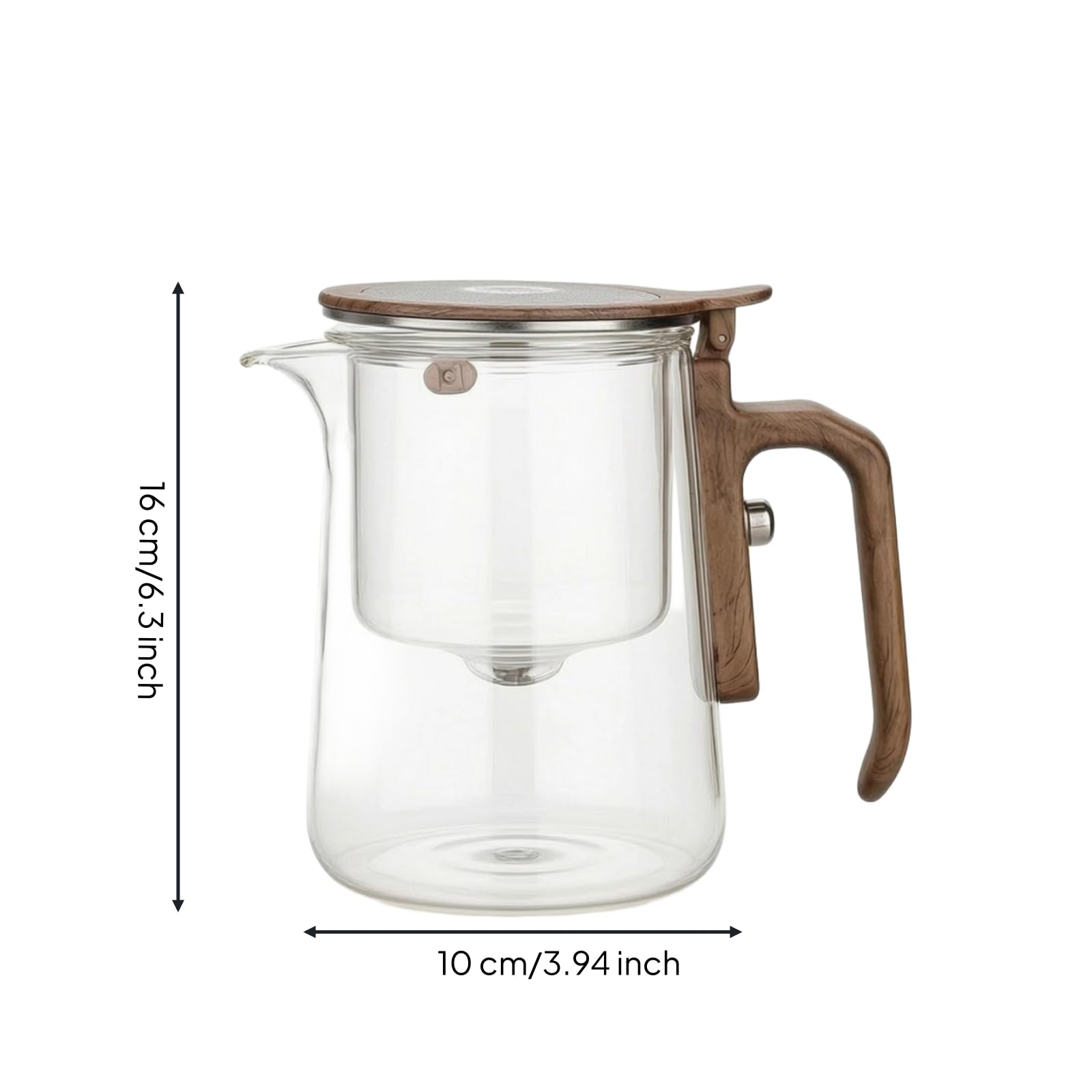 Teekanne Teekessel Teebereiter Teeglas aus Transparentem Borosilikatglas mit Einsatz Zum Trennen der Blätter für Sauberen Und Stärke für Zuhause Büro, Array, Holzmaserung, 1000 Ml