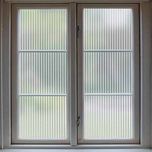 Image of WOO Home Frosted Glass Window Film & Stickers (24 X 96 INCH) Privacy Window Cover for Home & Office - Easy Apply, UV Protection, Removable Decorative Film (Fluted Film | 2 X 8 SQFT)