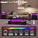 AMERLIFE High Gloss LED Nightstand Set of 2 with Charging Station, Modern Bedside Table Night Stand with LED Lights, Sofa End Side Tables with Drawers for Bedroom Living Room, Black