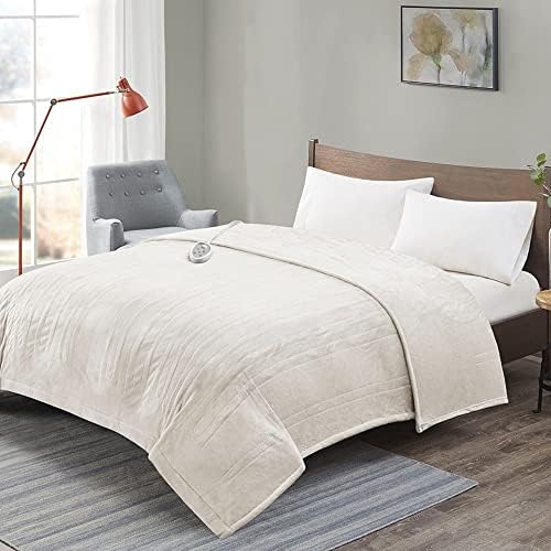 Degrees of Comfort Electric Blanket Full Size | Single Control with Auto Shut Off | Micro Plush Heated Blanket for Bed | Machine Washable | UL Certified - Ivory, 80Wx84L
