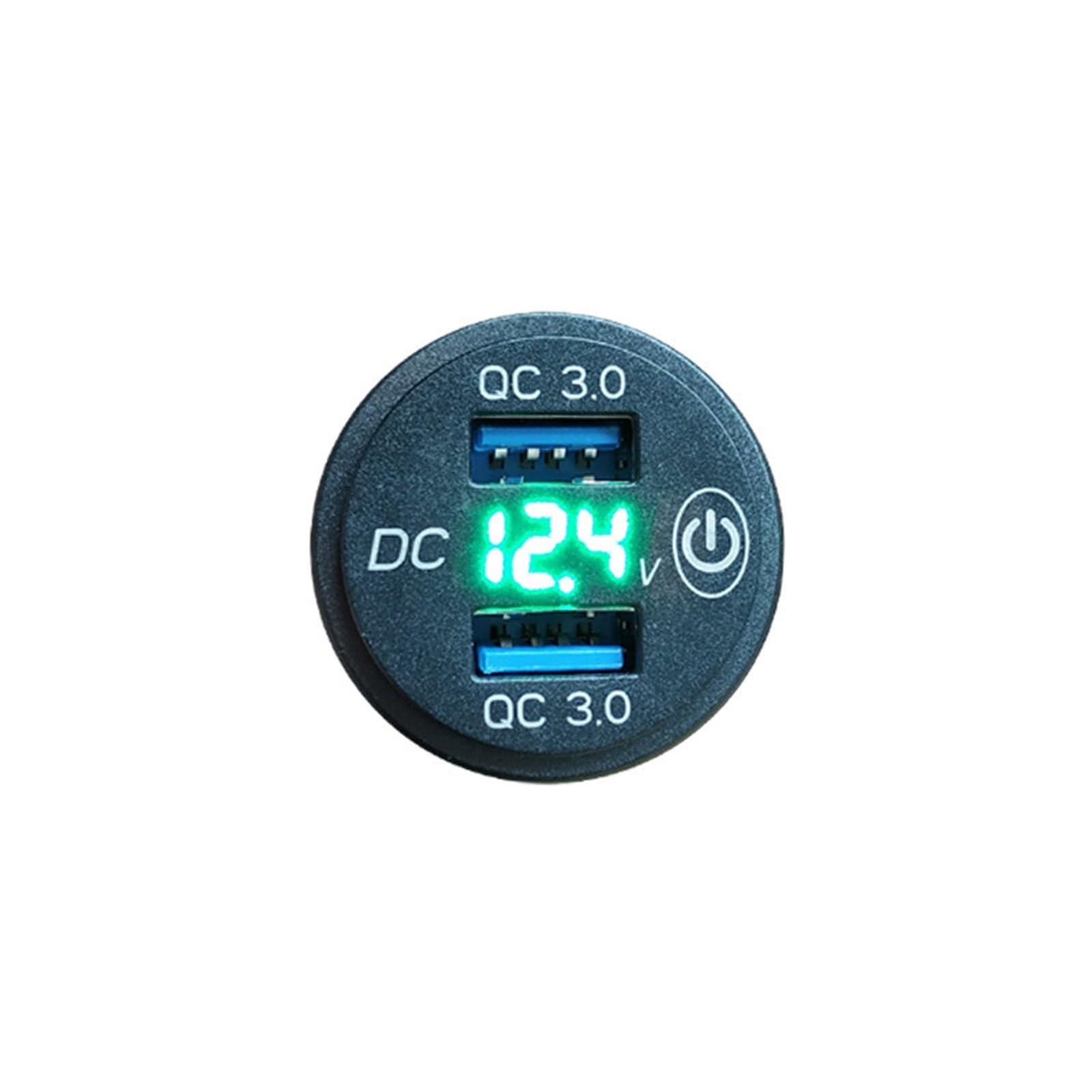 Voltímetro de plástico doble QC 3.0 USB con interruptor de pantalla digital USO(Green)