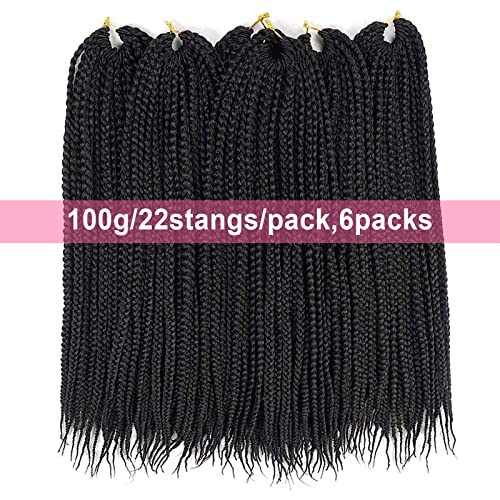 TAOYEMY Box Braids Crochet Hair Extensions 24 Inch 6 Packs, 22 Strands/Pack, Synthetic Braiding Hair for Women & Girls (1B, 24 inch) - Image 2