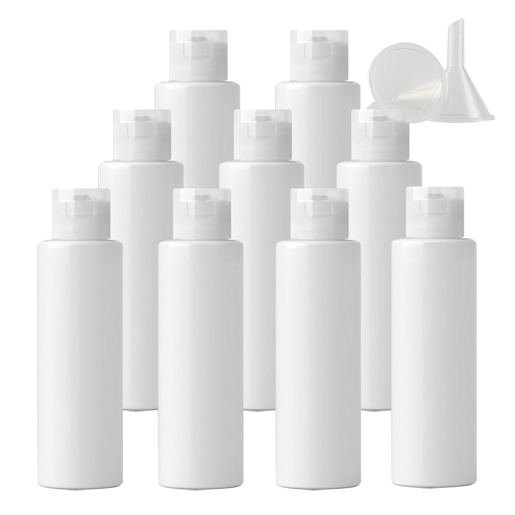 48 Pezzi 100ml flaconi vuoti da Bianco in plastica da viaggio bottiglia di lozione con Tappo Flip Top Trasparente, ricaricabili, per lozione e shampoo Cosmetica Bottiglie Flaconi