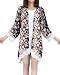 Relipop Women's Sheer Chiffon Blouse Loose Tops Kimono Floral Print Cardigan (Small, Black)
