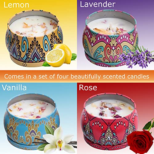 4 Pack 4.4 Oz Candle Set, Soy Wax Scented Candles, Gift Baskets For Women, Aromatherapy Candle, Thank You Gifts For Women, Housewarming Gift And Teacher Gifts, Birthday Gifts For Women #TOP1