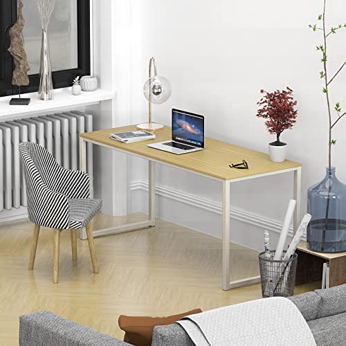 Image of SHW Mission 55-Inch Home Office Computer Desk, Oak