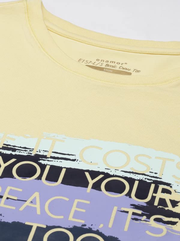 Image of Enamor Short Sleeve Crew Neck Regular Length Basic Crew T-Shirt - Slim Fit, Soft and Breathable Stretch Cotton - E147