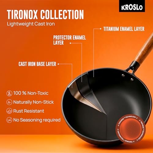 Image of KROSLO Lightweight Cast Iron Naturally Non Stick Dosa Tawa 26 cm | 100% Non-Toxic | Rust Resistant | Metal Spatula Friendly | Baby Food Safe