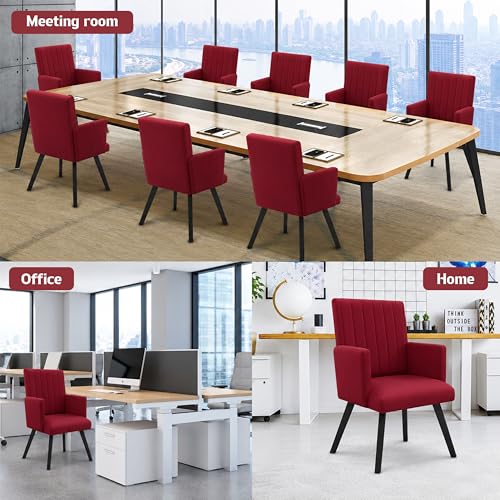 Image of Rosebell Modern Accent Chair for Living Room | Single Seater Chair with Armrests & Metal Legs | Comfortable Lounge Chair for Bedroom, Reading & Office | Red