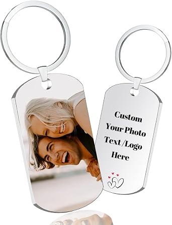 Custom Keychain, Personalized Double-Sided Photo Logo Text Keychain