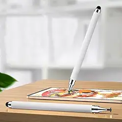 Canetas Stylus 2 em 1 para telas sensíveis ao toque, caneta capacitiva de alta sensibilidade e precisão para todos os dispositivos universais com tela sensível ao toque (branca)