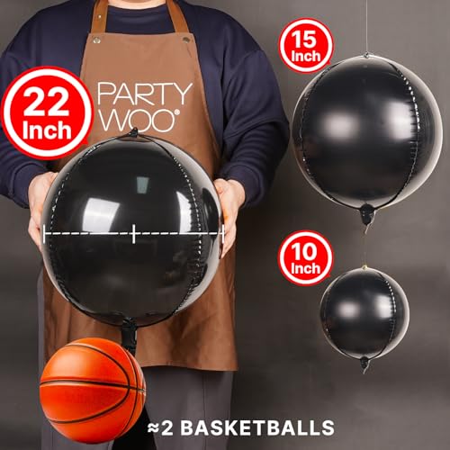 Image of PartyWoo Black Foil Balloons 20pcs Large Round Giant Jumbo 4D Balloons