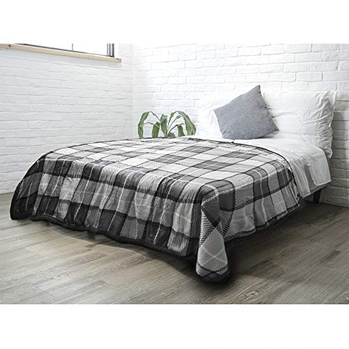 Pavilia Premium Plaid Sherpa Fleece Bed Blanket Twin Size | Super Soft, Cozy, Plush, Lightweight Microfiber, Reversible Bed Blanket For Couch, Sofa, Bed, All Season (Charcoal Grey, 60 X 80 Inches) #TOP3